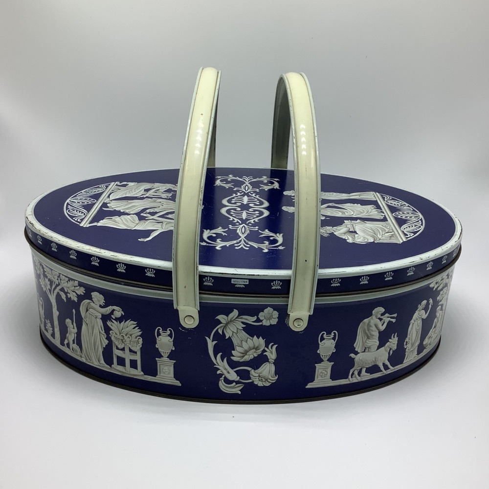 Vintage Huntley & Palmers‎ Biscuit Oval Tin Blue & White 1651/1766
